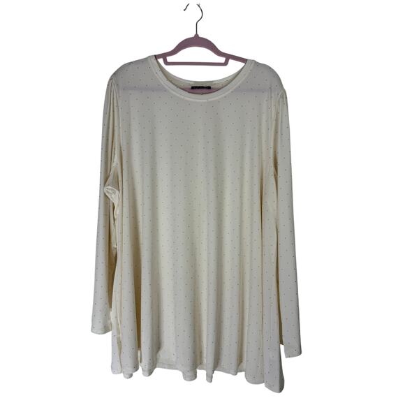 Lane Bryant Cream Gold Swing Dew Drop Long Sleeve Crew Neck Matte Top Size 26/28 - Picture 2 of 10